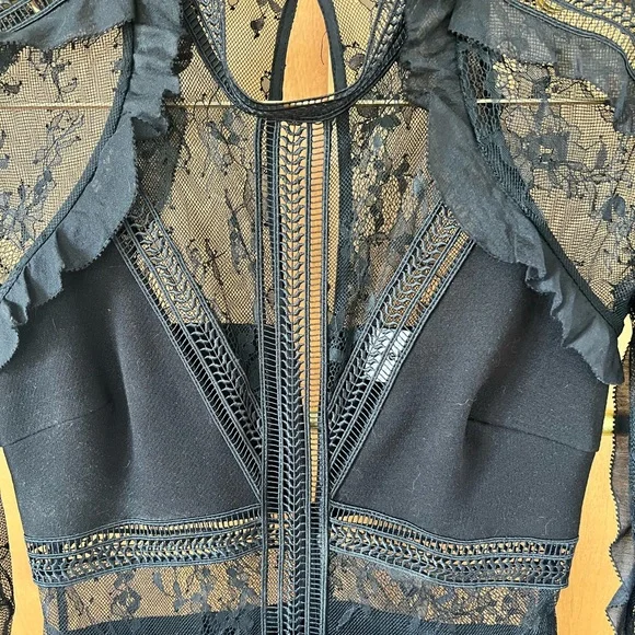 Self Portrait black lace paneled jumpsuit - Picture 6 of 7